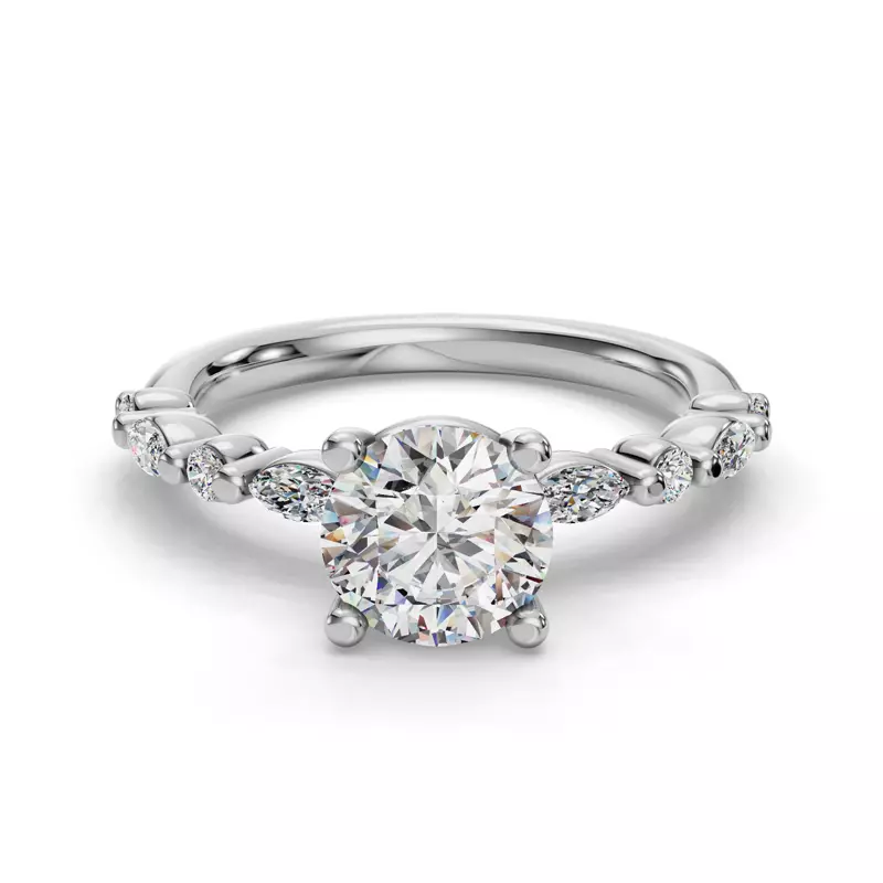 Platinum Eclipta Classic Marquise And Round Diamond Engagement Ring
