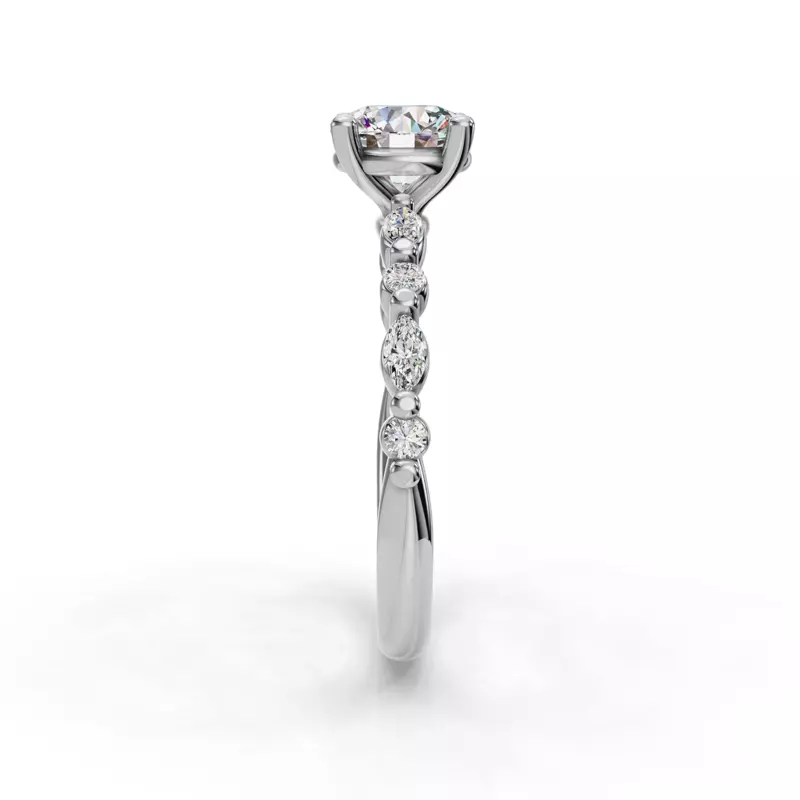 Platinum Eclipta Classic Marquise And Round Diamond Engagement Ring