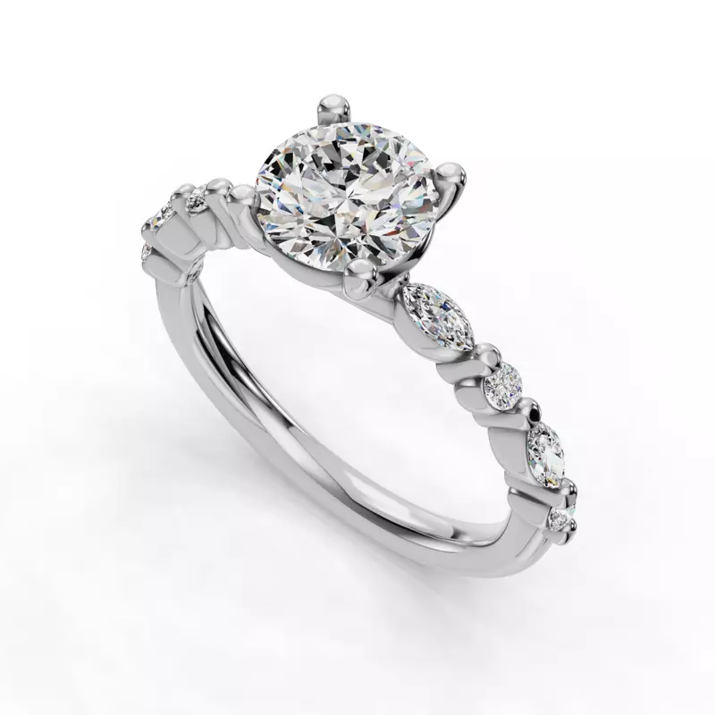 Platinum Eclipta Classic Marquise And Round Diamond Engagement Ring