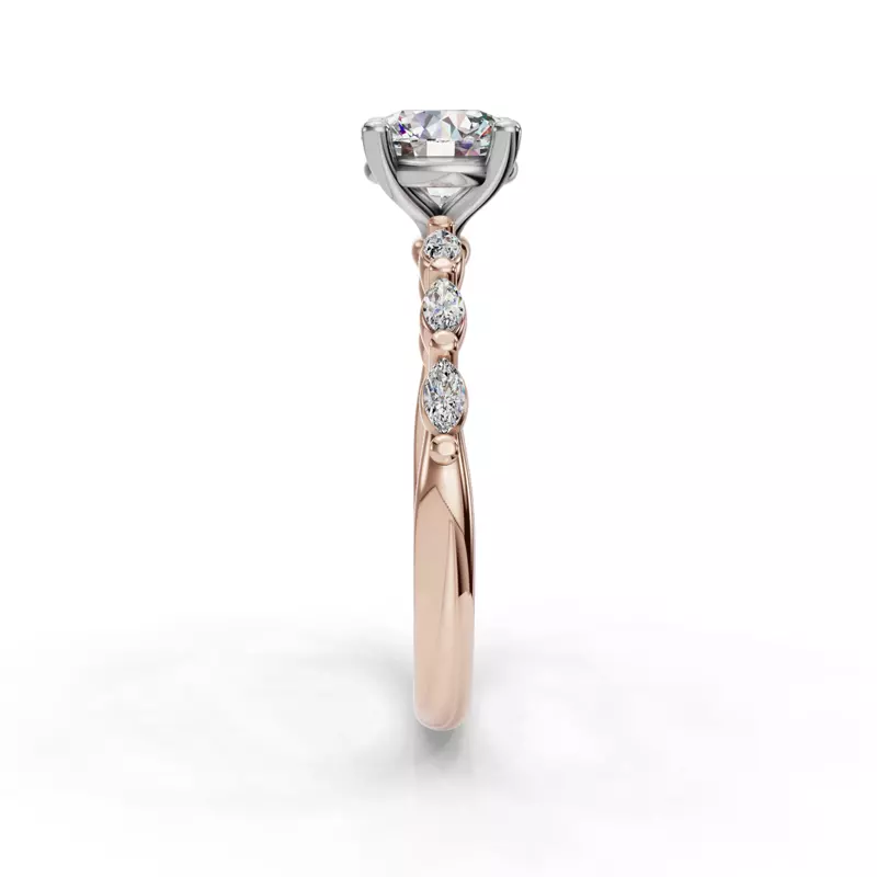 14K Rose Gold Oramar Petite Marquise Diamond Engagement Ring