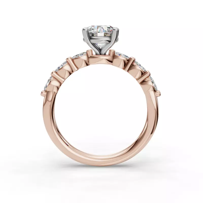 14K Rose Gold Oramar Petite Marquise Diamond Engagement Ring