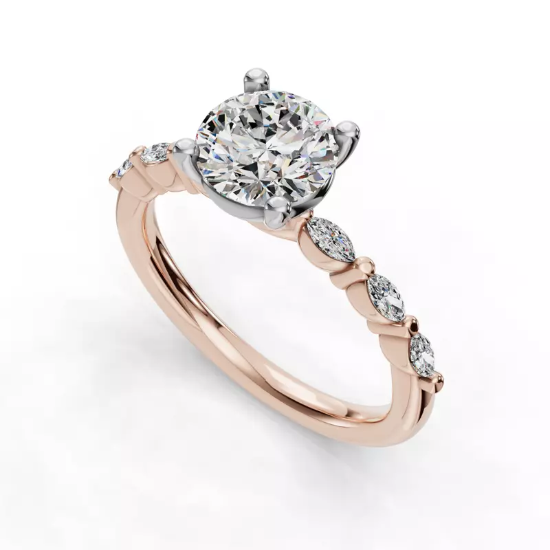 14K Rose Gold Oramar Petite Marquise Diamond Engagement Ring