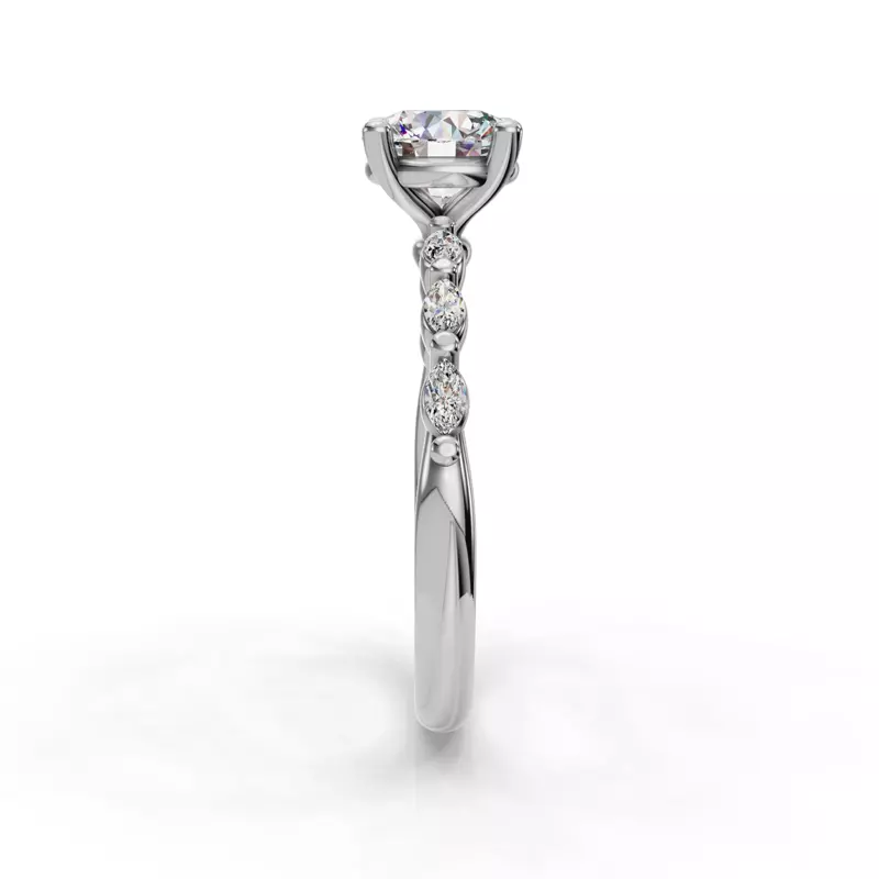 14K White Gold Oramar Petite Marquise Diamond Engagement Ring