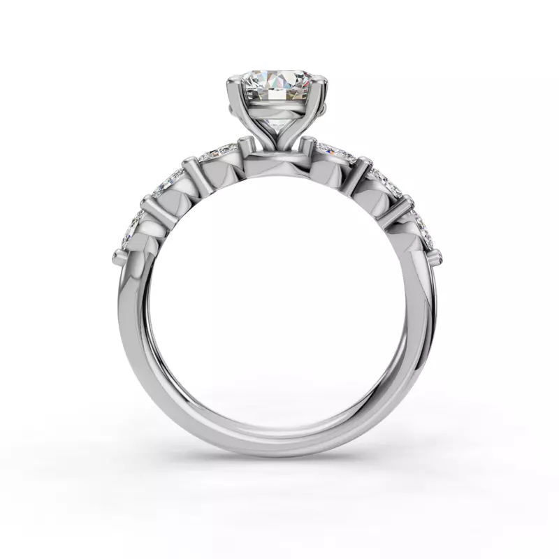 14K White Gold Oramar Petite Marquise Diamond Engagement Ring