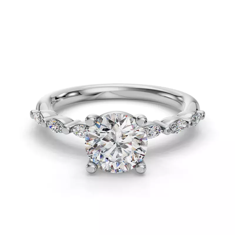 Oramar Petite Marquise Diamond Engagement Ring