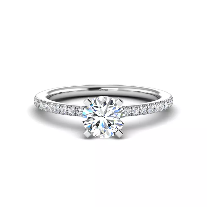Clarice Vintage Style Engagement Ring - 14K White Gold