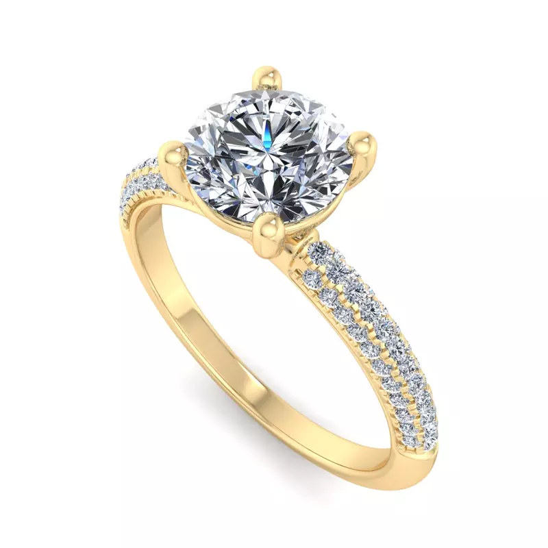 18K Yellow Gold Imani Triple Pave Engagement Ring