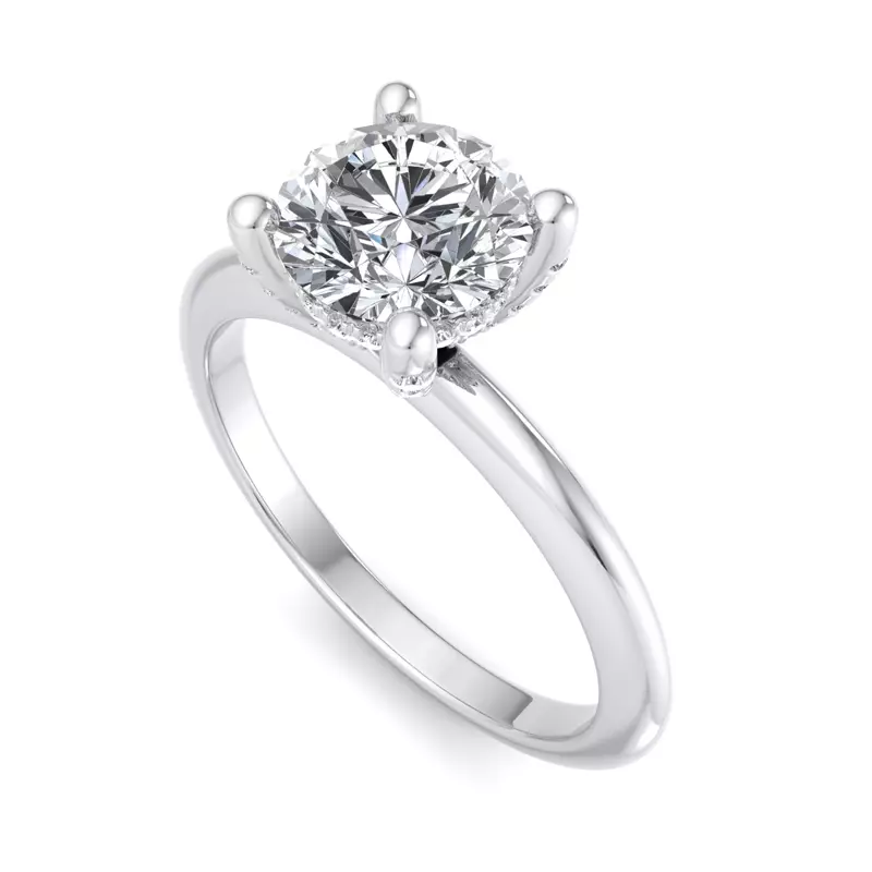18K White Gold Amber Hidden Halo