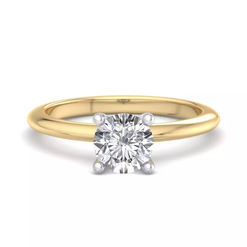 18K Yellow Gold Amber Hidden Halo Engagement Ring