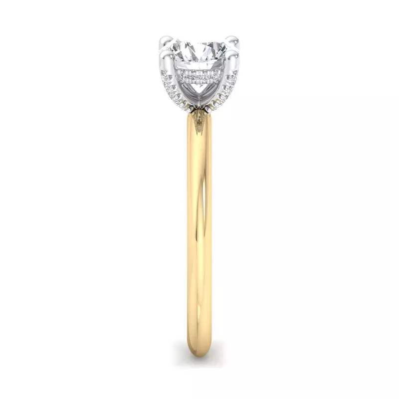 18K Yellow Gold Amber Hidden Halo Engagement Ring