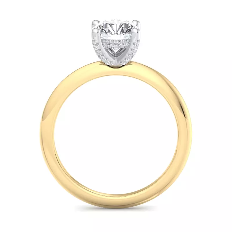 18K Yellow Gold Amber Hidden Halo Engagement Ring