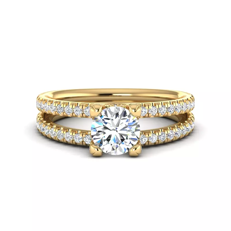 14K Yellow Gold Naomi Split Shank Pave Engagement Ring
