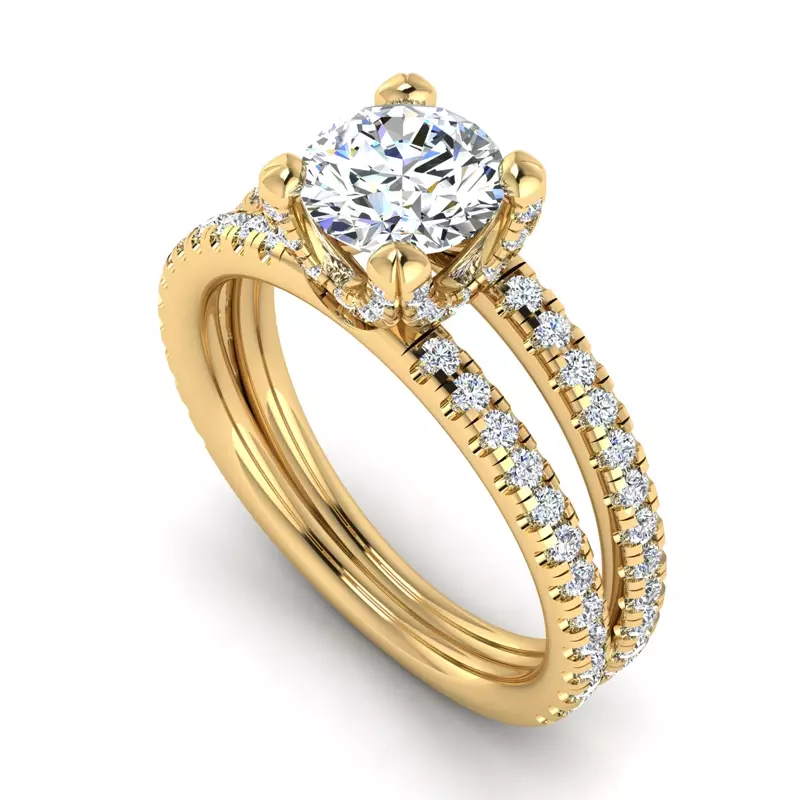 14K Yellow Gold Naomi Split Shank Pave Engagement Ring
