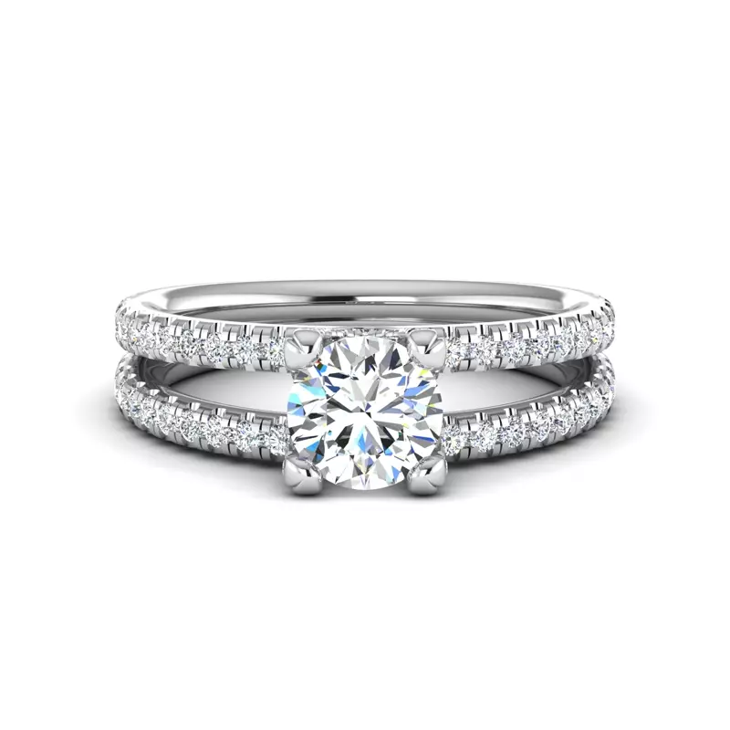 Platinum Naomi Split Shank Pave Engagement Ring