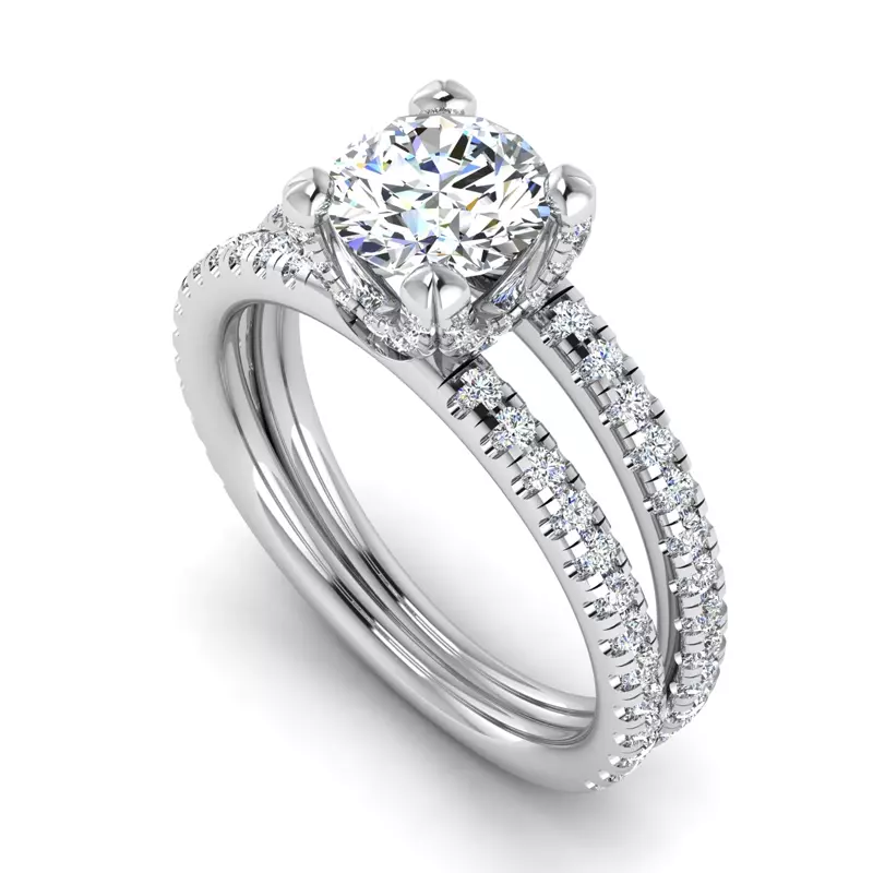 Platinum Naomi Split Shank Pave Engagement Ring