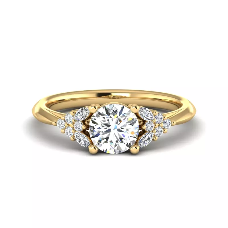 18K Yellow Gold Allison Accented Engagement Ring