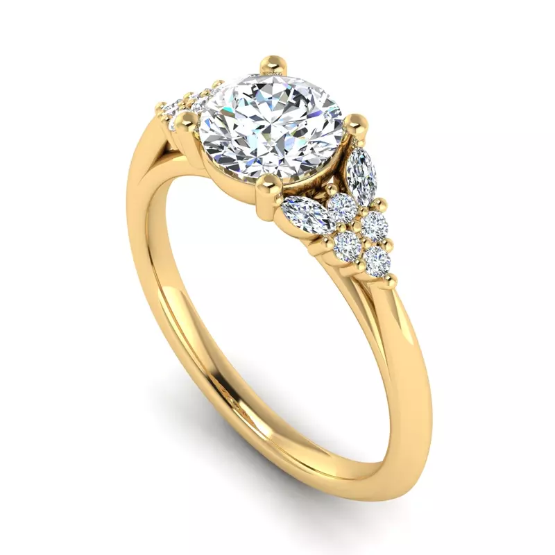 18K Yellow Gold Allison Accented Engagement Ring
