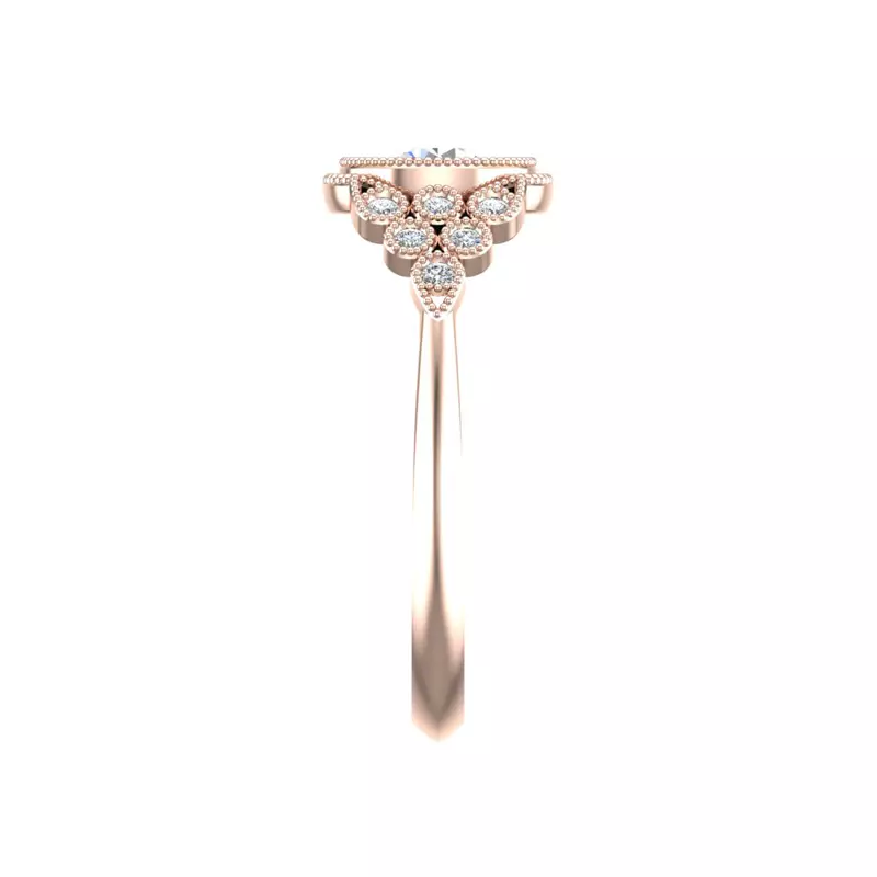 14K Rose Gold Serenity Accented Milgrain Engagement Ring