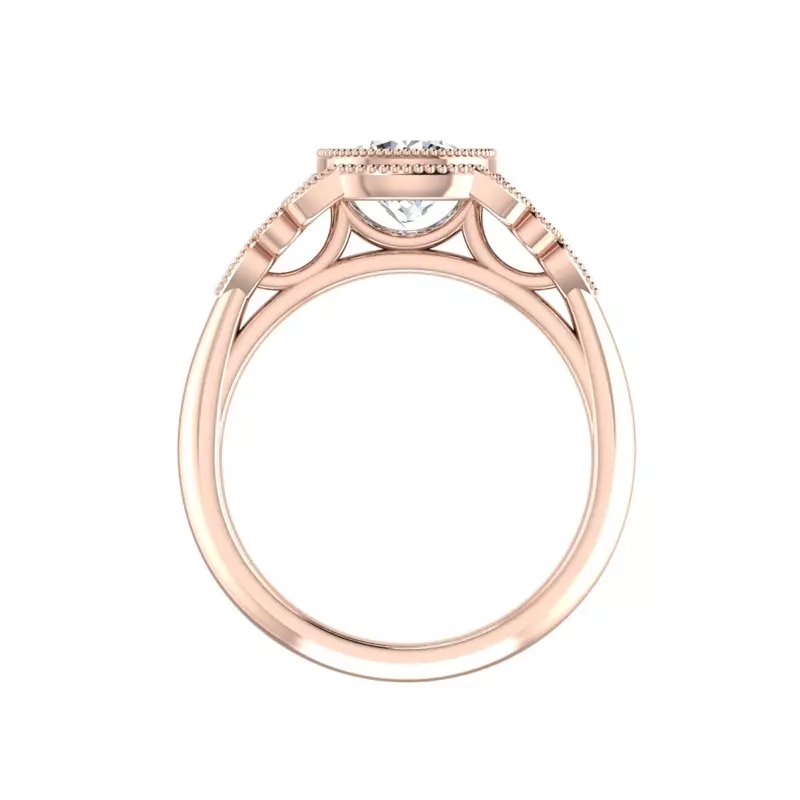 14K Rose Gold Serenity Accented Milgrain Engagement Ring