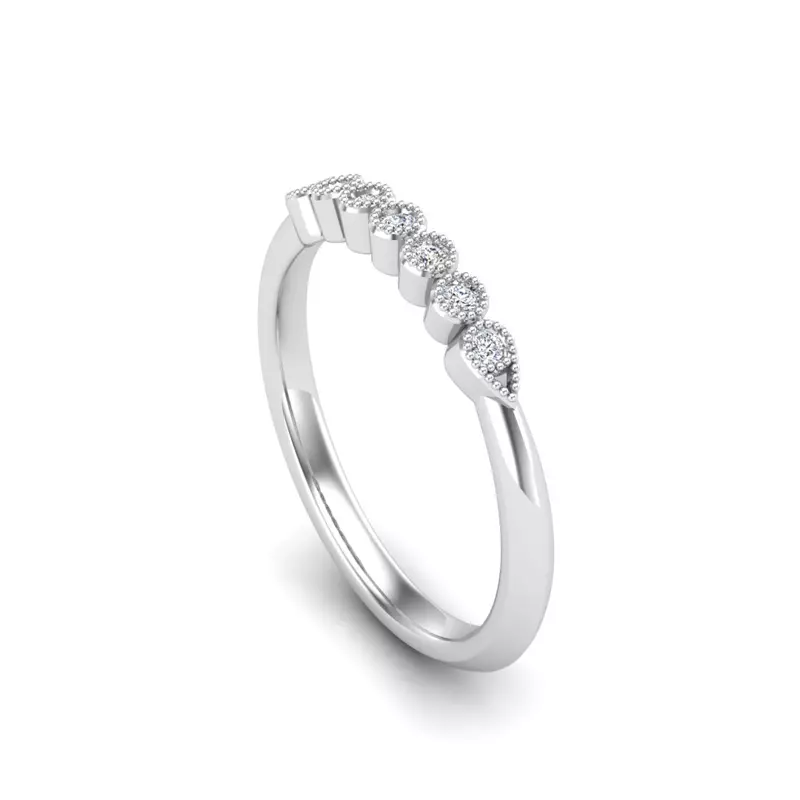 14K White Gold Serenity Milgrain Diamond Band
