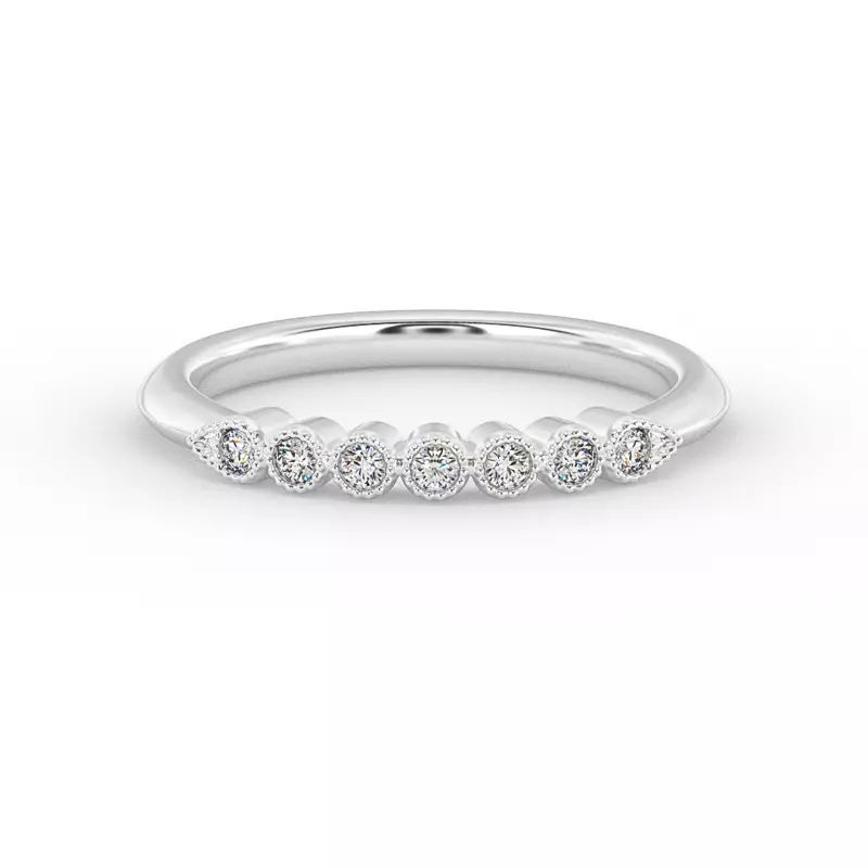 14K White Gold Serenity Milgrain Diamond Band