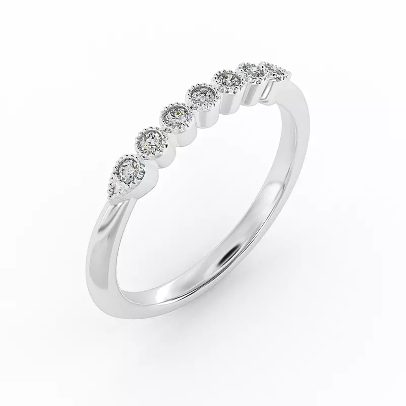 14K White Gold Serenity Milgrain Diamond Band