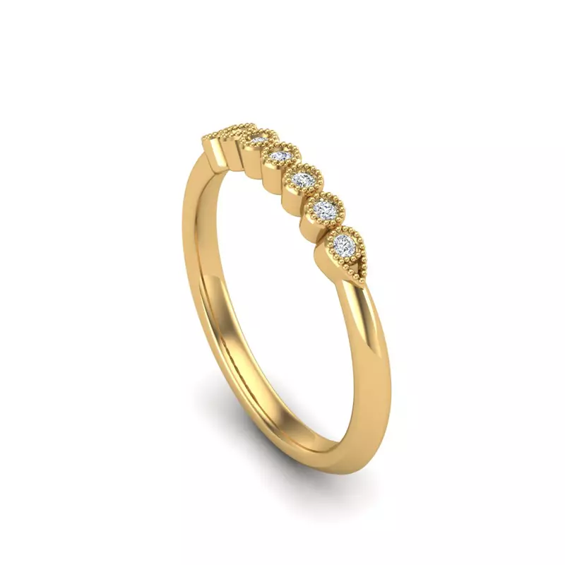14K Yellow Gold Serenity Milgrain Diamond Band