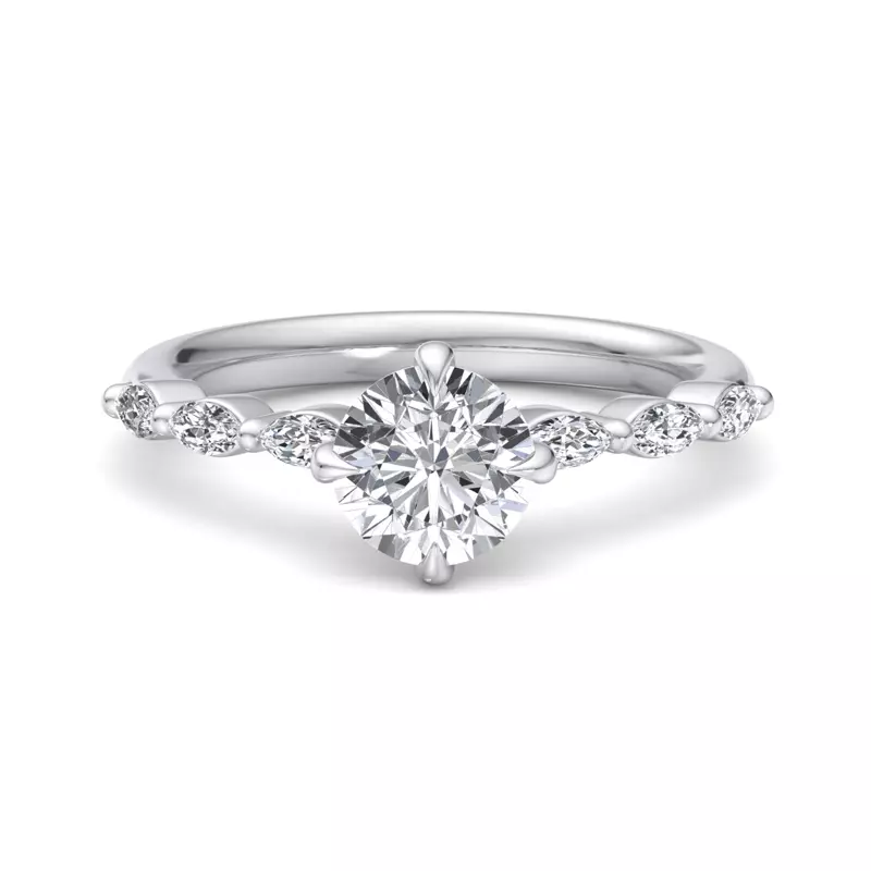 14K White Gold Mila Marquise Band Engagement Ring