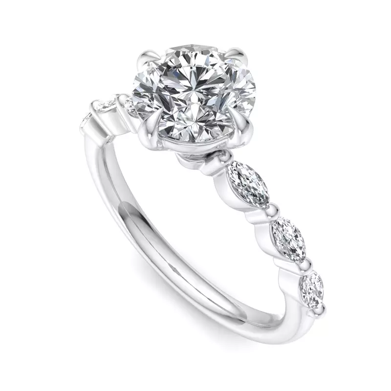 14K White Gold Mila Marquise Band Engagement Ring