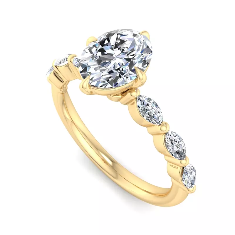 14K Yellow Gold Mila Marquise Band Engagement Ring