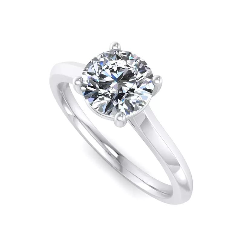 18K White Gold Ayesha 4 Prong East-West Solitaire Engagement Ring