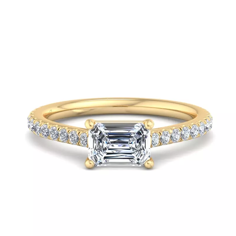 18K Yellow Gold Sadie East West Pave Engagement Ring