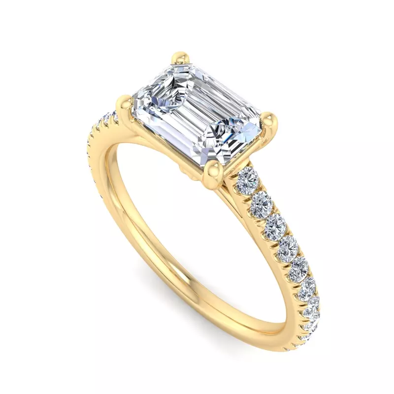 18K Yellow Gold Sadie East West Pave Engagement Ring