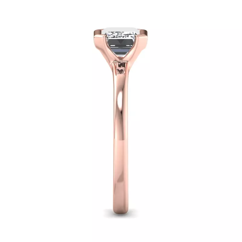 14K Rose Gold Erin Half Bezel East West Solitaire Engagement Ring