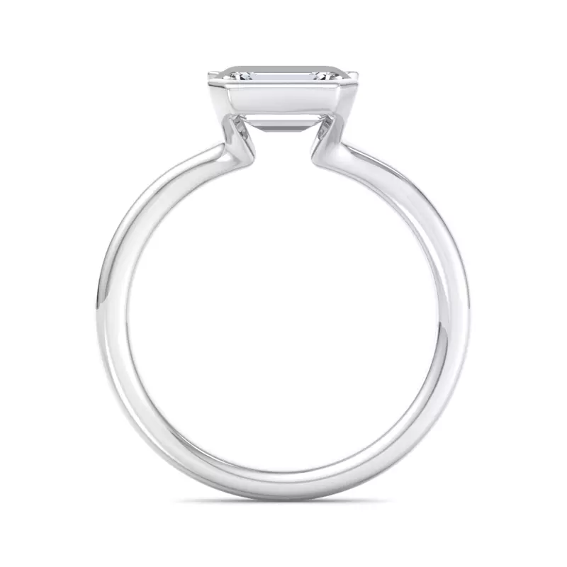14K White Gold Erin Half Bezel East West Solitaire Engagement Ring