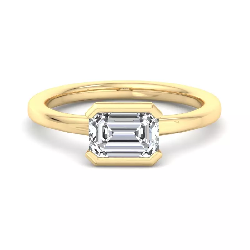 14K Yellow Gold Erin Half Bezel East West Solitaire Engagement Ring