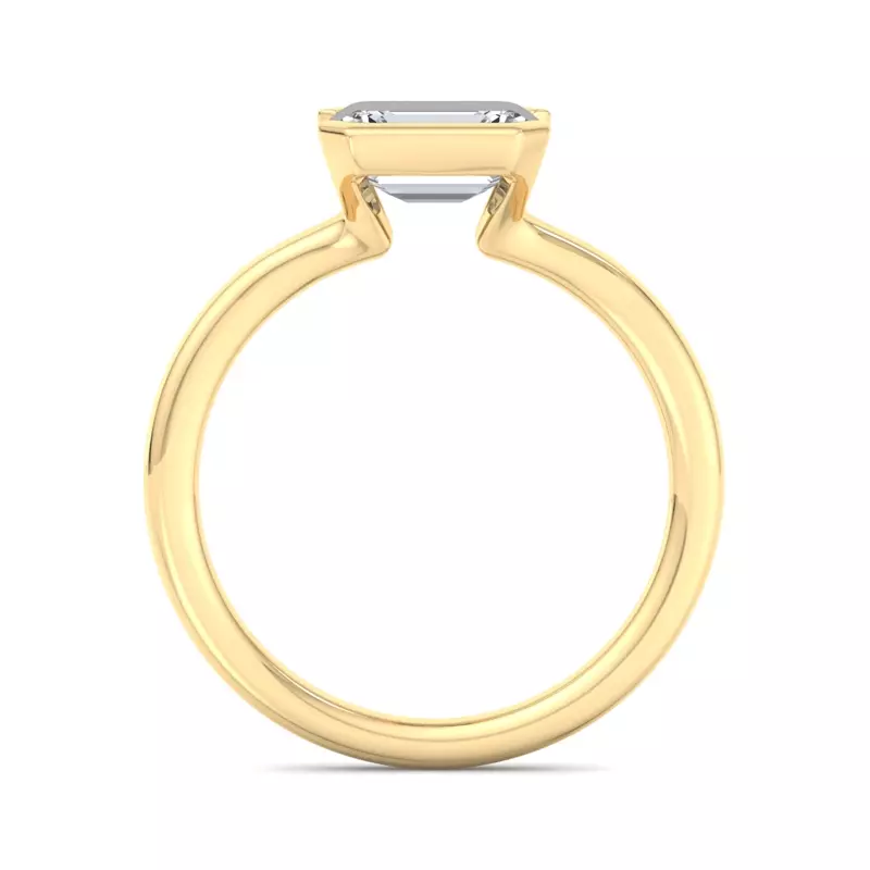 18K Yellow Gold Erin Half Bezel East West Solitaire Engagement Ring