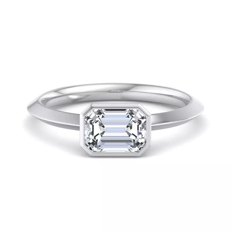 14K White Gold Alia Bezel East West Solitaire Engagement Ring
