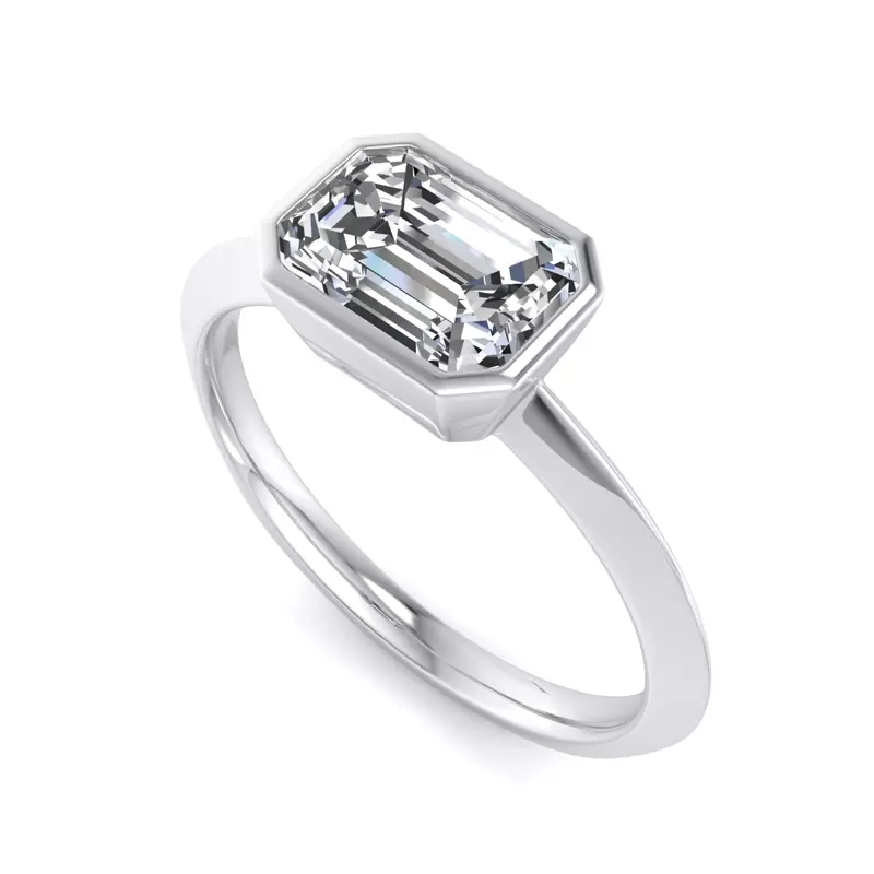 14K White Gold Alia Bezel East West Solitaire Engagement Ring