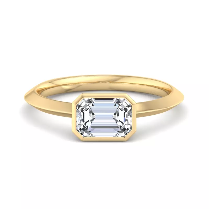 18K Yellow Gold Alia Bezel East West Solitaire Engagement Ring