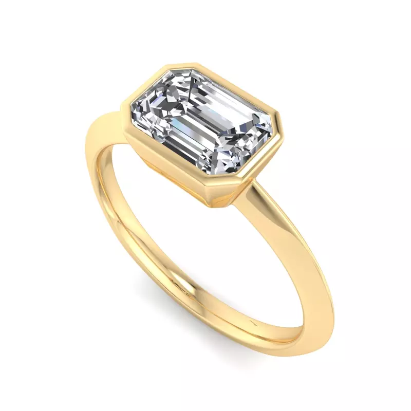 18K Yellow Gold Alia Bezel East West Solitaire Engagement Ring