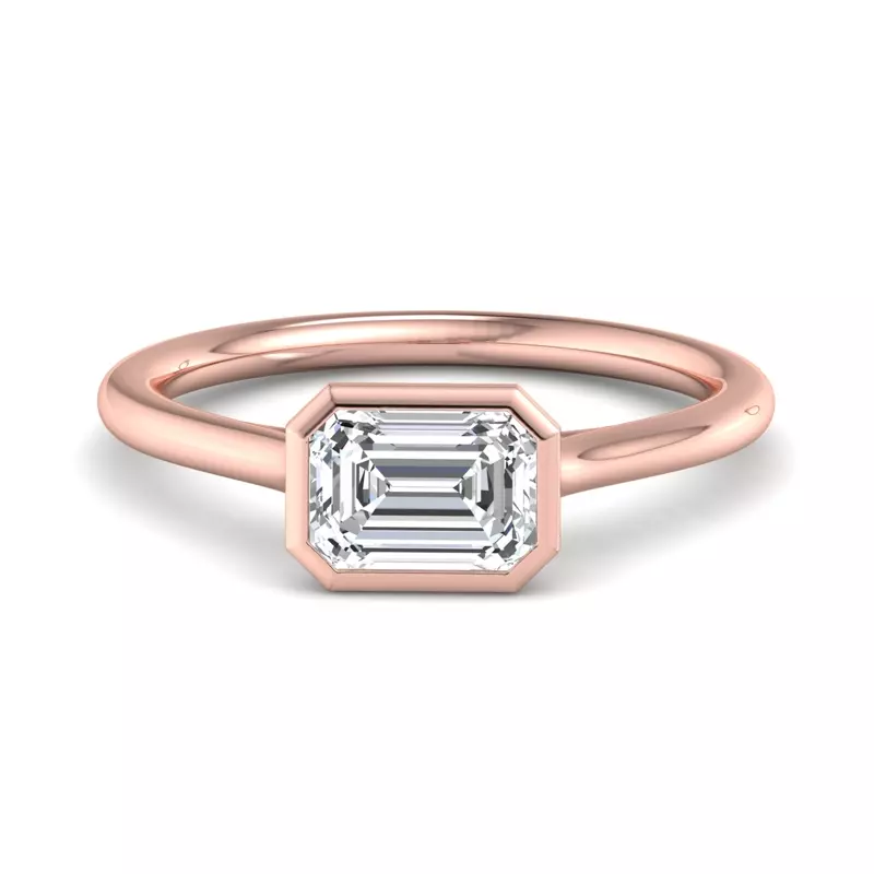 14K Rose Gold Harper Bezel Cathedral Engagement Ring