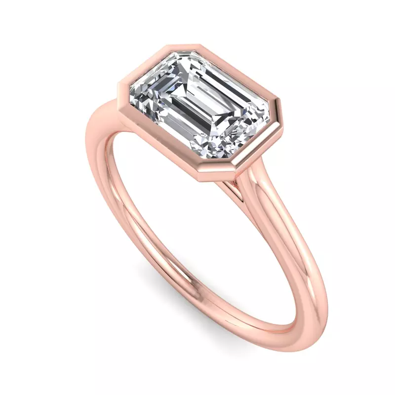 14K Rose Gold Harper Bezel Cathedral Engagement Ring