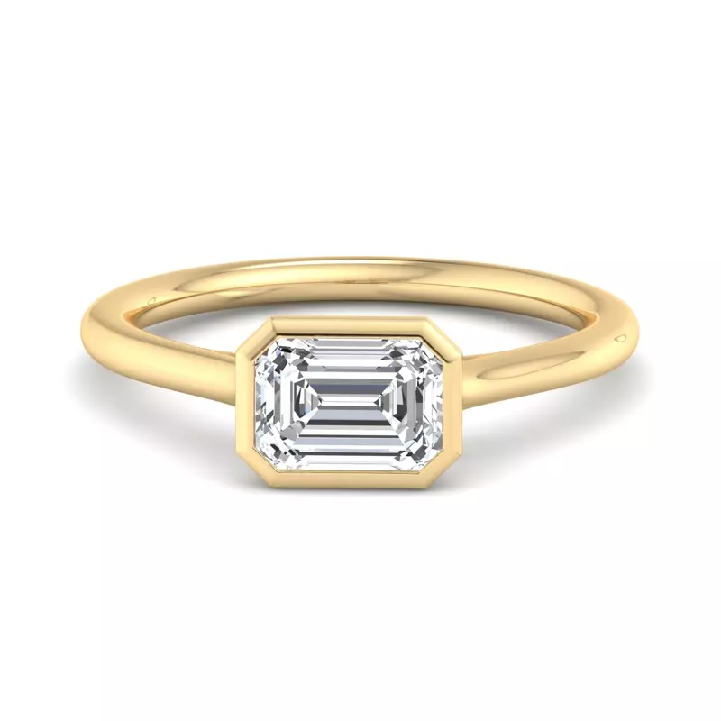 18K Yellow Gold Harper Bezel Cathedral Engagement Ring