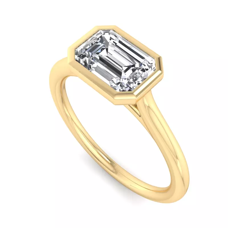 18K Yellow Gold Harper Bezel Cathedral Engagement Ring