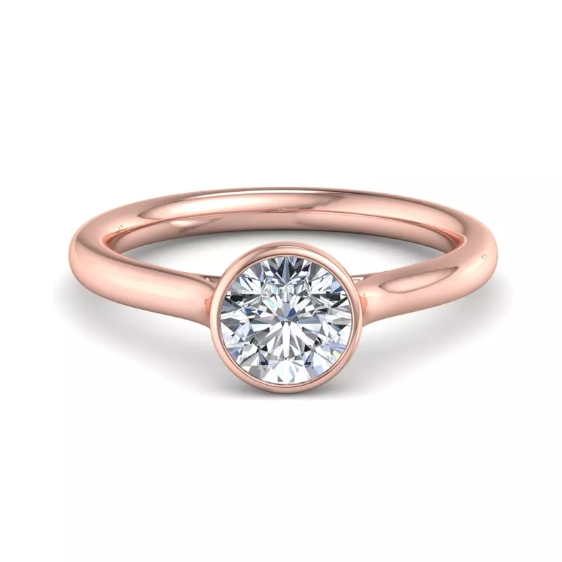 14K Rose Gold Emery Bezel Solitaire Engagement Ring