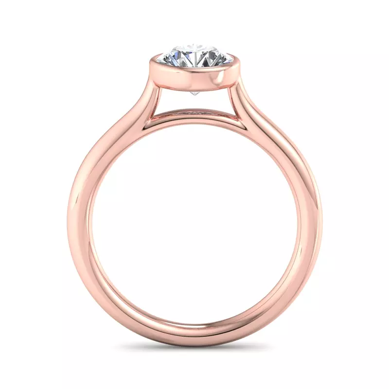 14K Rose Gold Emery Bezel Solitaire Engagement Ring