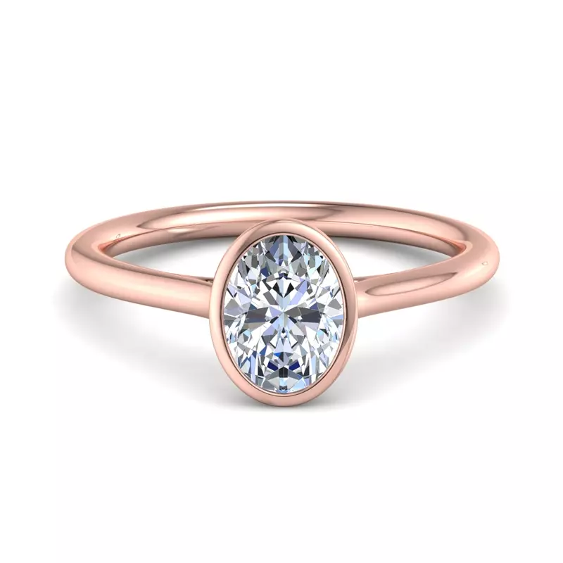 14K Rose Gold Emery Bezel Solitaire Engagement Ring