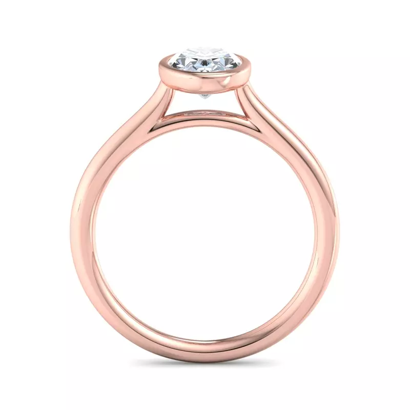 14K Rose Gold Emery Bezel Solitaire Engagement Ring