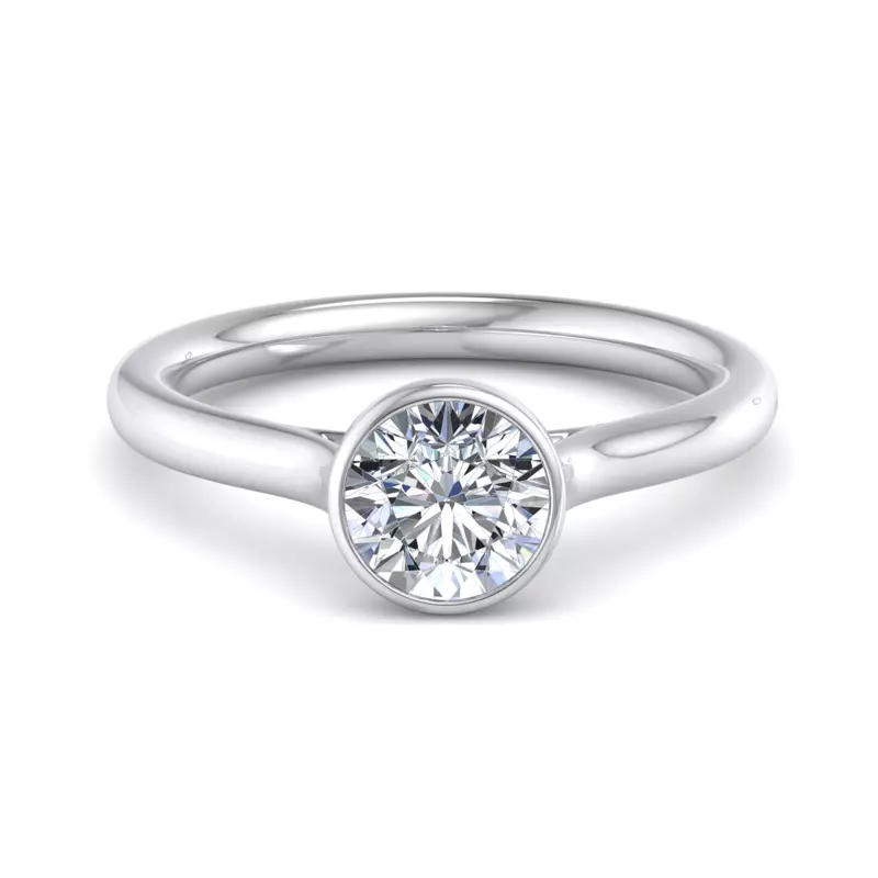 14K White Gold Emery Bezel Solitaire Engagement Ring